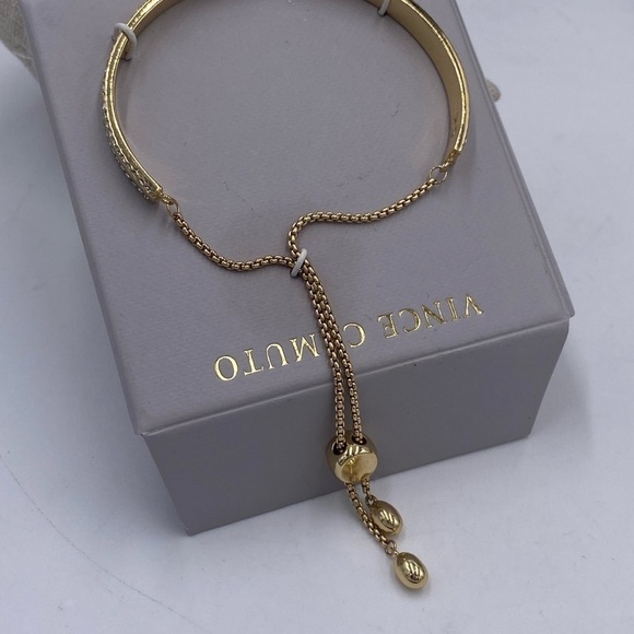 Vince Camuto Gold Tone Pretty Pave Slider Bracelet Bolo Closure - Picture 5 of 13